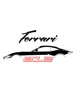 Ferrari 812 Minimalist Car Silhouette