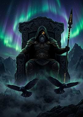 Odin's Last Watch – Norse Mythology Raven God Art