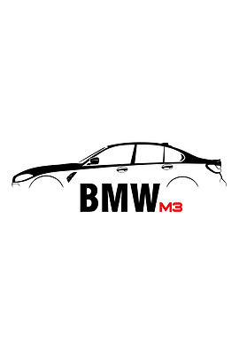 BMW M3 Minimalist Car Silhouette