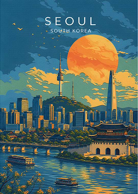 Seoul South Korea Travel Poster