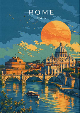 Vintage Travel Poster of Rome