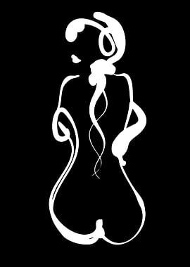 Minimalist White Line Art Female Silhouette