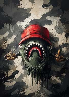 BAPE Gritty Urban Shark Graffiti Art