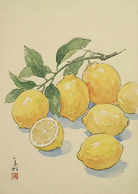 Watercolor Illustration of Fresh Lemons