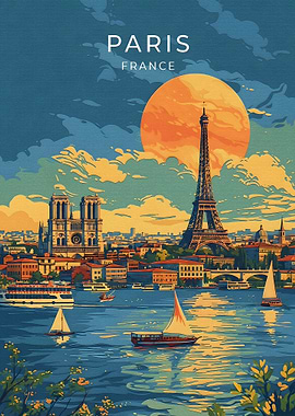 Vintage Style Paris Travel Poster