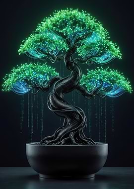 Cybernetic Fiber Optic Bonsai Tree