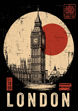 Vintage London Big Ben Poster