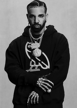Drake Wearing OVO Skeleton Hoodie