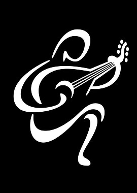 Minimalist Guitarist Silhouette Logo
