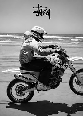 Stüssy Motocross Rider on Beach