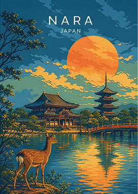 Nara Japan Travel Poster