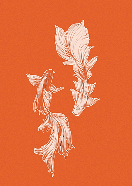 Minimalist Koi Fish Line Art