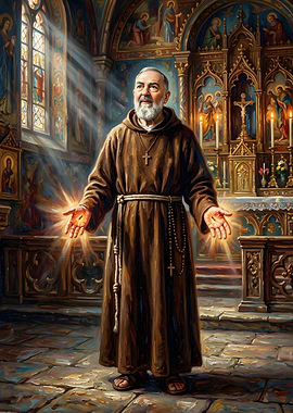 Saint Padre Pio with Stigmata