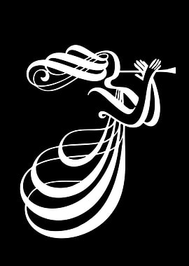 Minimalist Flute Player Silhouette
