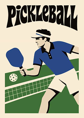 Vintage Style Pickleball Sport Poster