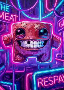 Super Meat Boy Neon Art