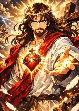 Anime Style Jesus with Sacred Heart