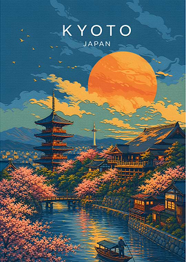 Kyoto Japan Travel Poster Art
