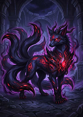 Dark Demonic Nine-Tailed Fox