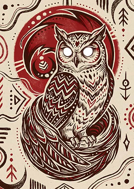 Tribal Patterned Owl Illustration