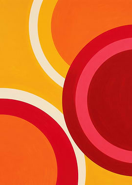 Abstract Sunny Retro Circles Composition
