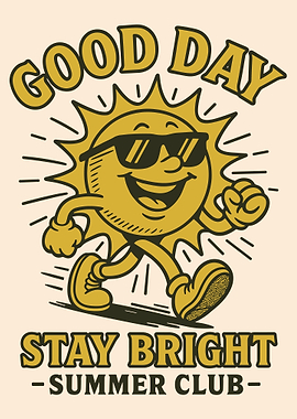 Retro Good Day Sun Wall Art Poster Vintage Summer Club Sunshine Decor