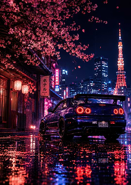 Nissan Skyline GT-R in Tokyo Night