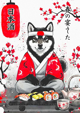 Shiba Inu in Traditional Japanese Attire
