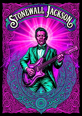 Stonewall Jackson Psychedelic Music Poster