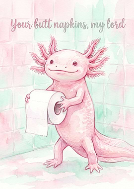 Funny Axolotl Toilet Paper Illustration