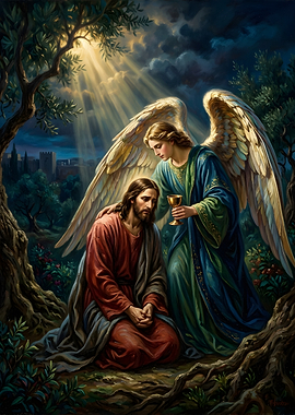 Jesus Praying in Gethsemane with Angel