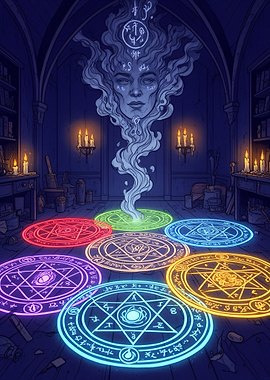 Mystical Summoning Ritual in Dark Library