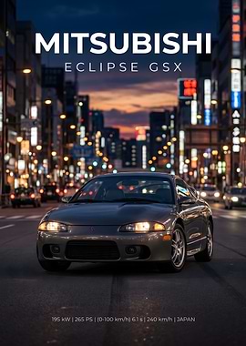 Mitsubishi Eclipse GSX Street Poster