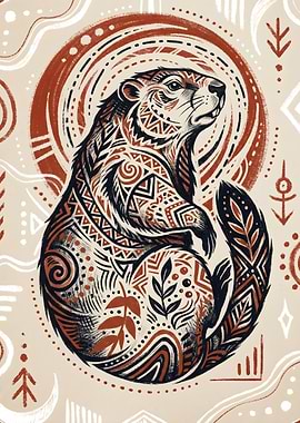 Tribal Pattern Groundhog Illustration