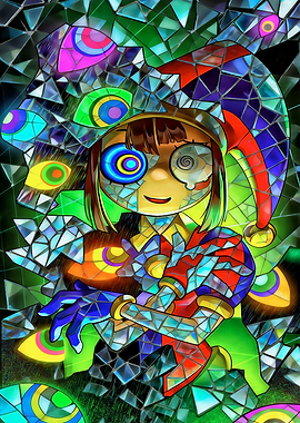 Pomni Digital Circus Stained Glass Art