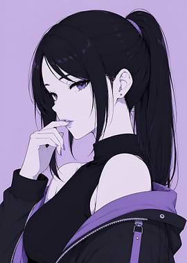 Anime Girl with Purple Aesthetic