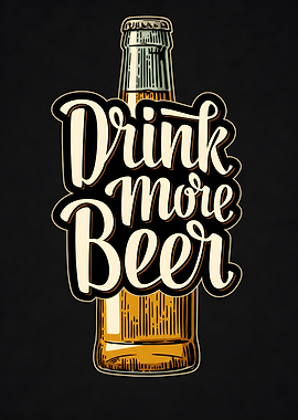 Drink More Beer Typography Poster