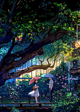 Couple Meeting Under Large Tree