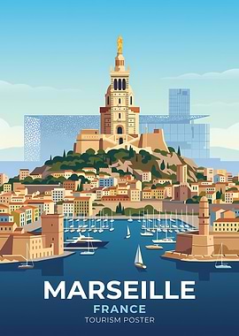 Marseille France Travel Tourism Poster