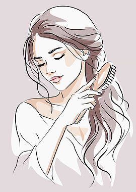Elegant Woman Brushing Her Hair