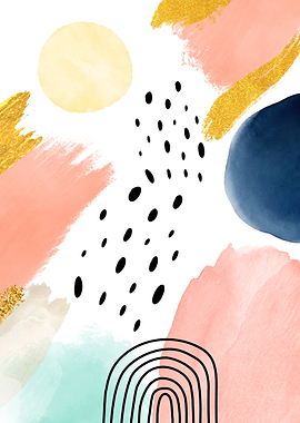 Abstract Watercolor and Gold Art Print