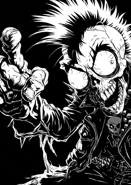 Punk Rock Skull Character Illustration