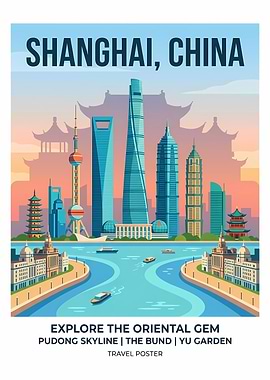 Shanghai China Travel Poster