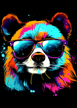 Colorful Pop Art Raccoon Portrait