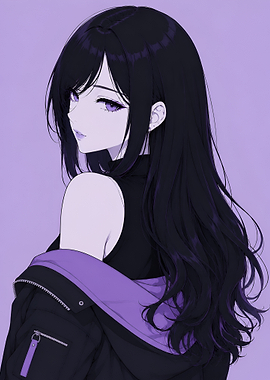 Anime Girl with Long Black Hair