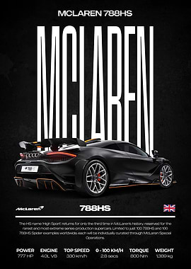 McLaren 788HS Supercar Poster