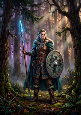Viking Shieldmaiden in Enchanted Forest