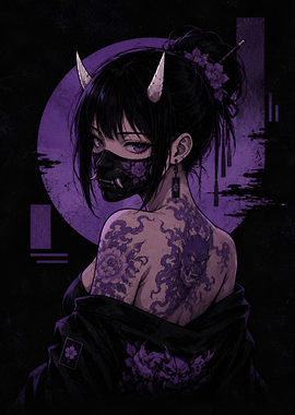 Anime Purple Oni Mask