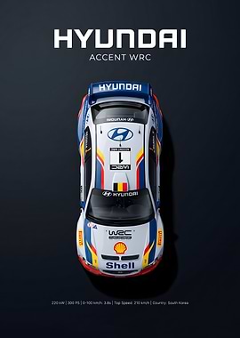 Hyundai Accent WRC Rally Car Poster