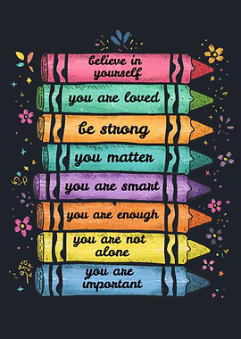 Inspirational Crayon Affirmations Poster